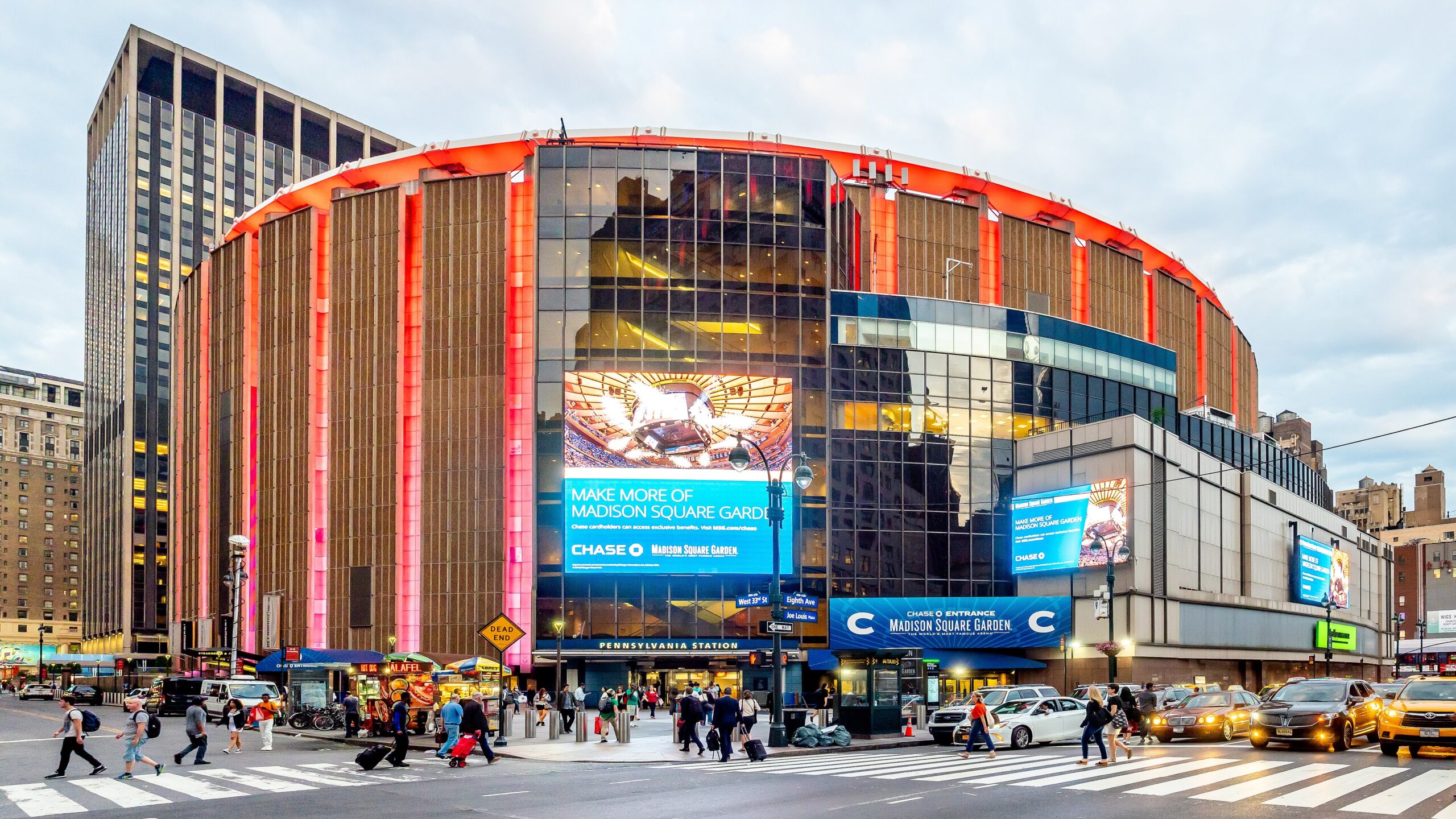 Fachada del Madison Square Garden en Nueva York, posible sede de la boda de Taylor Swift