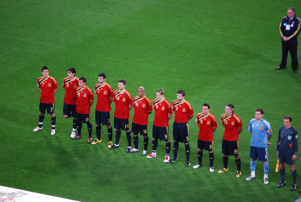 Selección española de futbol durante un partido