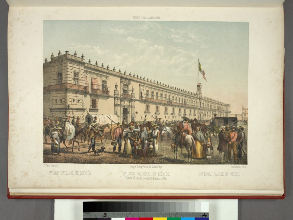 Vista de la fachada principal del Palacio Nacional sobre la Plaza de la Constitución