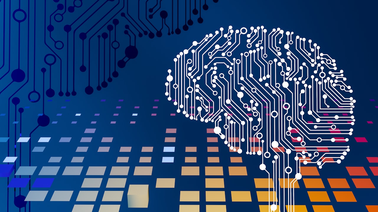 Agentes de inteligencia artificial representados con un cerebro digital