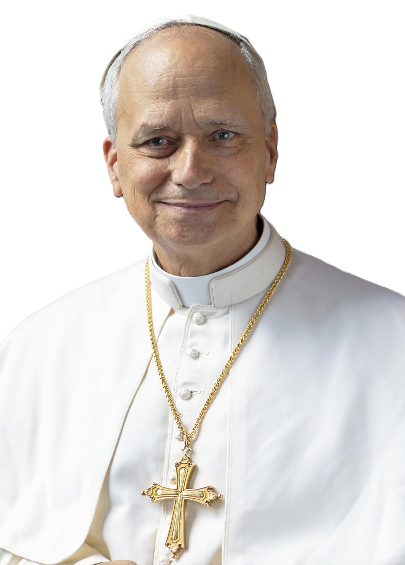 El papa León XIV, primer pontífice estadounidense, retratado con sotana blanca