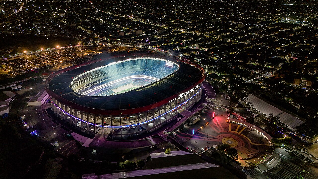 Vista aérea del Estadio Ciudad de México, hoy Estadio Banorte, sede del México vs Inglaterra del Mundial 2026