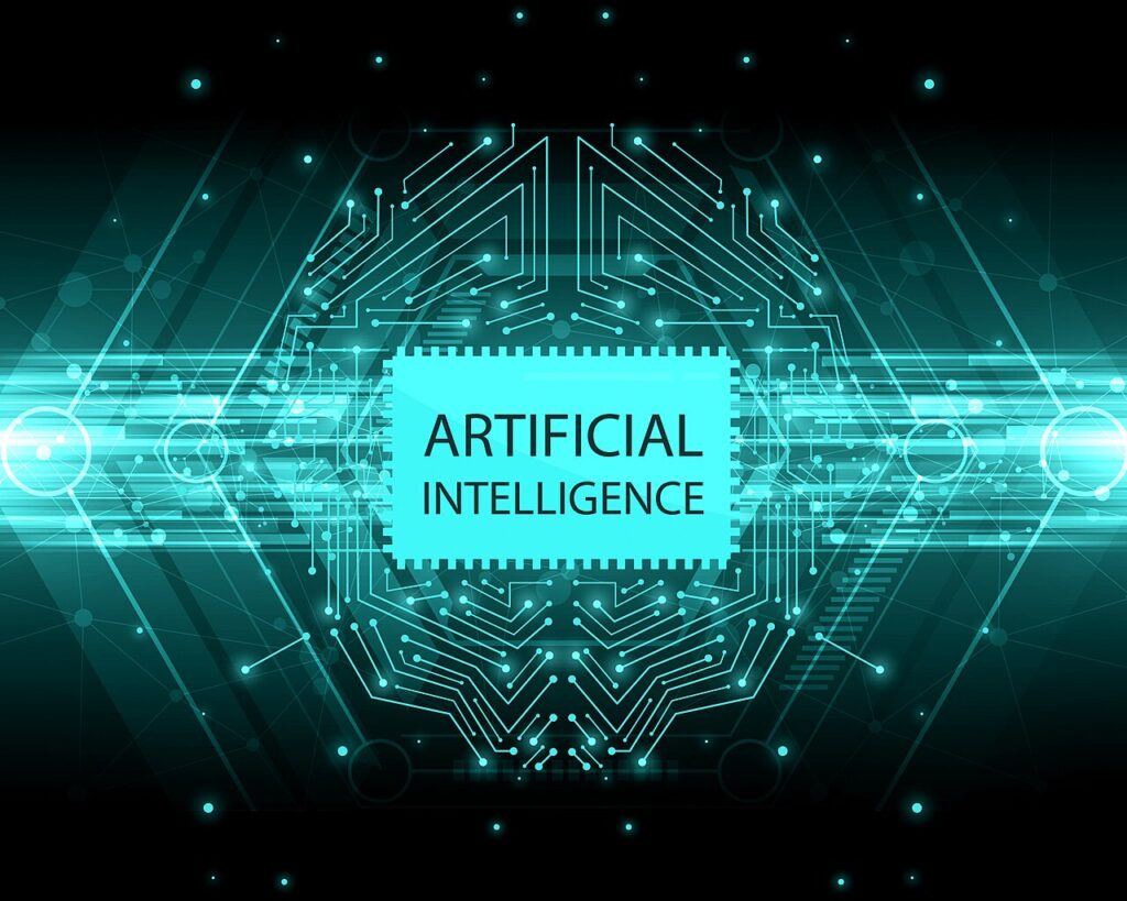 Concepto visual de inteligencia artificial y redes neuronales